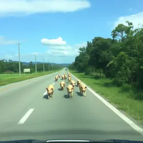 porcos escapam de caminhonete